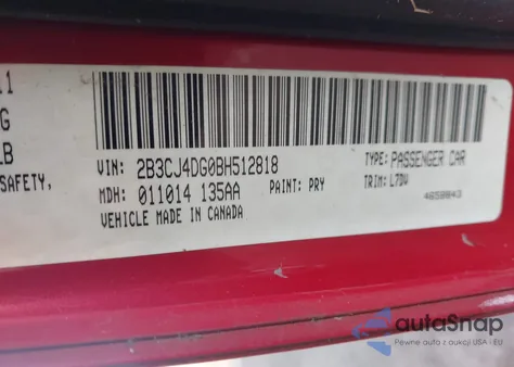 2011 Dodge Challenger from USA, damaged, VIN 2B3CJ4DG0BH512818